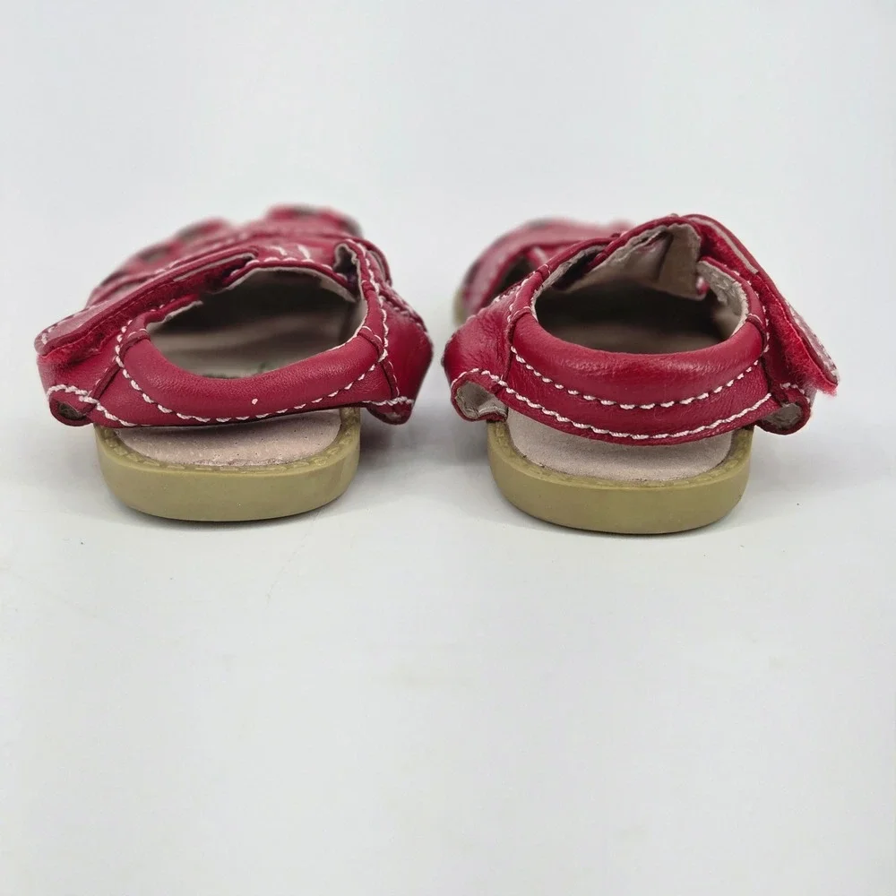Livie & Luca Red Leather Triangle Cutout Closed Toe Fisherman Sandals Toddler 4